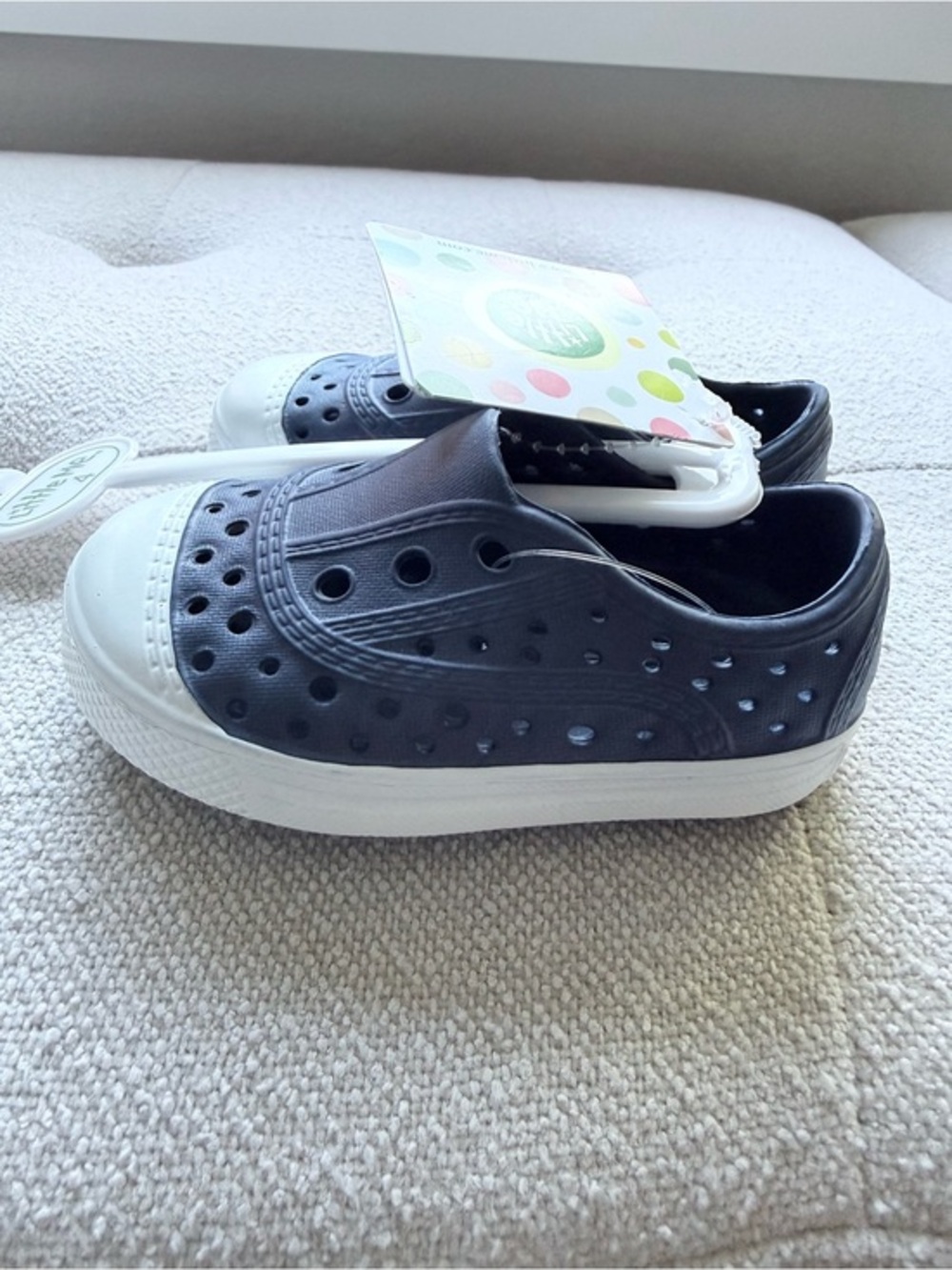NWT Little Me navy blue/ white size 4 water shoes